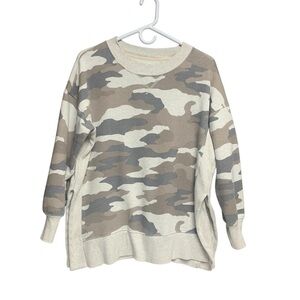 Aerie small beige Camouflage Women's Sweater high cut sides super oversized